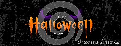 Happy Halloween vector, orange message with spooky eye on rough surface Vector Illustration