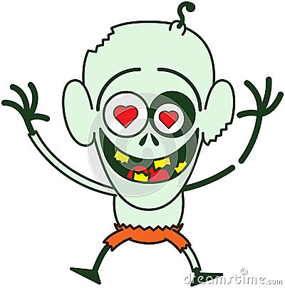 Happy Halloween zombie feeling madly in love Vector Illustration