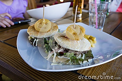 Happy hamburger Stock Photo