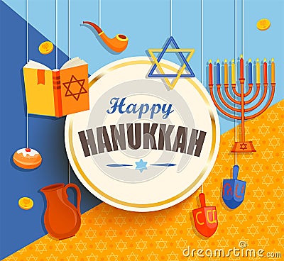 Happy hanukkah card. Vector Illustration