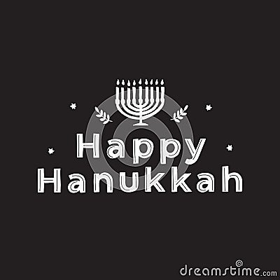 Happy Hanukkah celebration typography. Jewish holiday. Festive poster design Cartoon Illustration