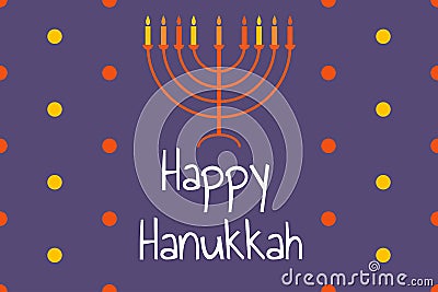 Happy Hanukkah - festive background with Menorah - traditional candlestick. Modern minimalistic template for banner Vector Illustration