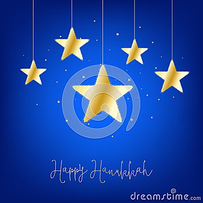 Happy Hanukkah greeting card with star. Vector Illustration