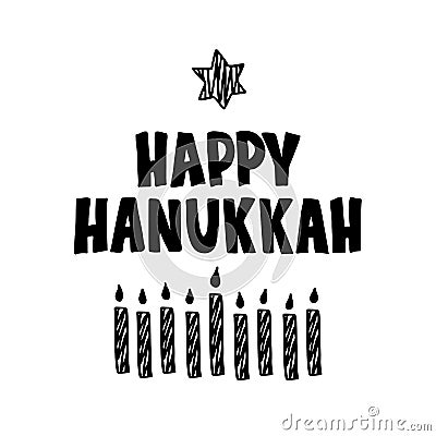 Hanukkah hand drawn lettering typography Vector Illustration