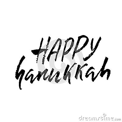 Happy Hanukkah. Holiday handdrawn modern dry brush illustration. Jewish festival of lights. Vector illustration. Vector Illustration