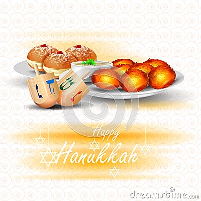 Happy Hanukkah for Israel Festival of Lights celebration Vector Illustration