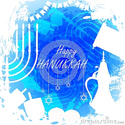 Happy Hanukkah for Israel Festival of Lights celebration Vector Illustration