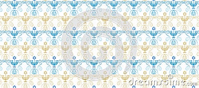 Hanukkah 2024 Vintage Winter Holiday seamless gold menorah pattern vector web sign decoration Vector Illustration