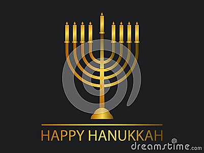 Happy hanukkah. Menorah with nine candles. gold gradient. Vector Vector Illustration