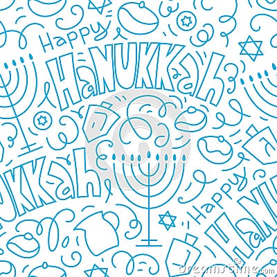 Happy Hanukkah Seamless Pattern Background Vector Illustration