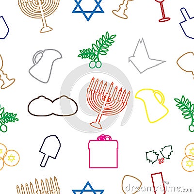 Happy Hanukkah set of icons vector seamless pattern Vector Illustration
