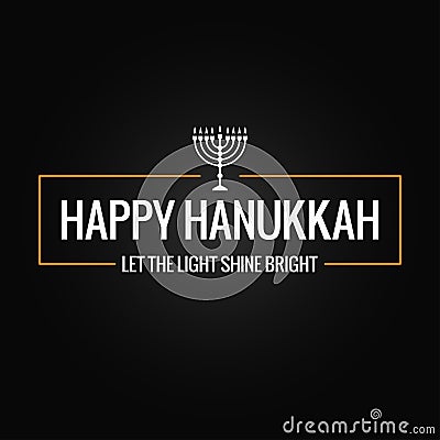 Happy Hanukkah sign logo on black background Vector Illustration