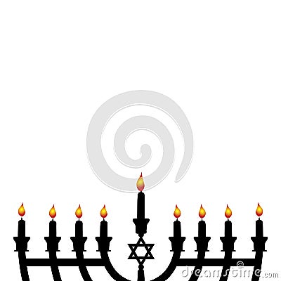 Happy Hanukkah. Silhouettes menora and candles. Vector Illustration