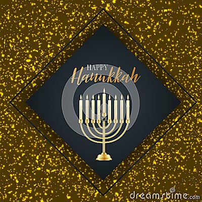 Happy Hanukkah. Traditional Jewish holiday. Chankkah banner, poster or flyer design concept. Judaic religion decor with Menorah Vector Illustration