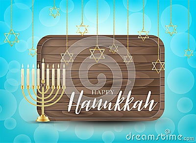 Happy Hanukkah. Traditional Jewish holiday. Chankkah banner or wallpaper background design concept. Judaic religion decor with Men Vector Illustration