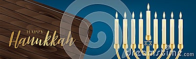 Happy Hanukkah. Traditional Jewish holiday. Chankkah banner or website header background design concept. Judaic religion decor wit Vector Illustration