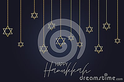 Happy Hanukkah. Traditional Jewish holiday. Chankkah banner or website header background design concept. Judaic religion decor wit Vector Illustration