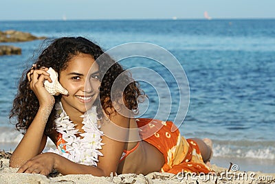 Happy hawaiian girl Stock Photo