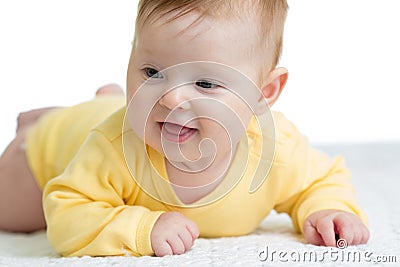 Happy and healthy 4 months baby girl lying Stock Photo