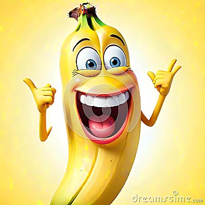 Happy healthy banana face comic funny smile smiling Stock Photo