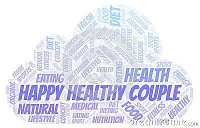 Happy Healthy Couple word cloud. Stock Photo