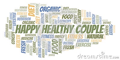 Happy Healthy Couple word cloud. Stock Photo