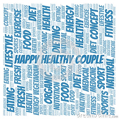 Happy Healthy Couple word cloud. Stock Photo