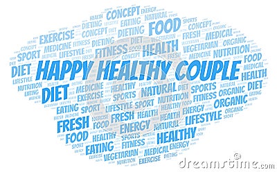 Happy Healthy Couple word cloud Stock Photo