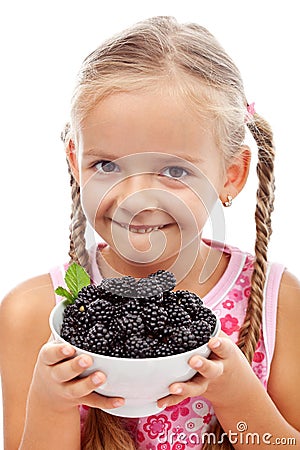 Happy healthy girl with fresh fruits Stock Photo