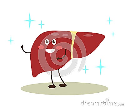 Happy healthy liver on a white background. Cartoon. Vector Illustration