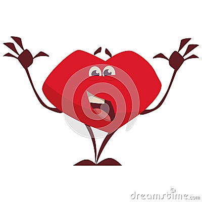 Happy heart happy, raised his hands up Vector Illustration