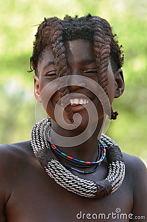 Happy Himba girl, Namibia Editorial Stock Photo