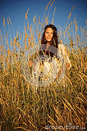 Happy hippie girl. Stock Photo