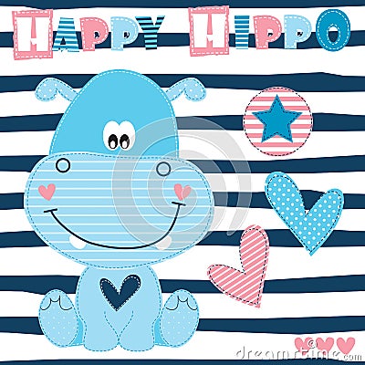 Happy hippo vector illustration Vector Illustration