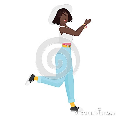 Happy hipster black girl Vector Illustration