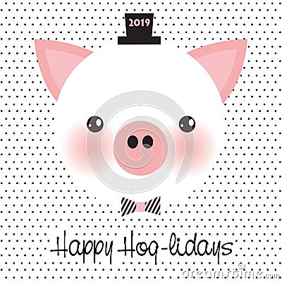 Happy Hog-lidays! Cartoon Illustration