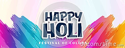 Happy holi abstract colors strokes background design Vector Illustration