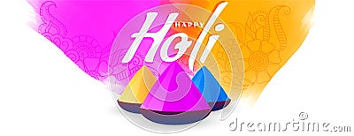 Happy holi abstract hindu festival banner design Vector Illustration