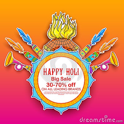 Happy Holi Advertisement Promotional backgroundd for Festival of Colors celebration greetings Vector Illustration