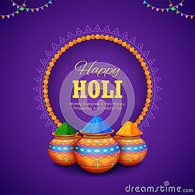 Happy Holi background card design for color festival of India celebration greetings Vector Illustration