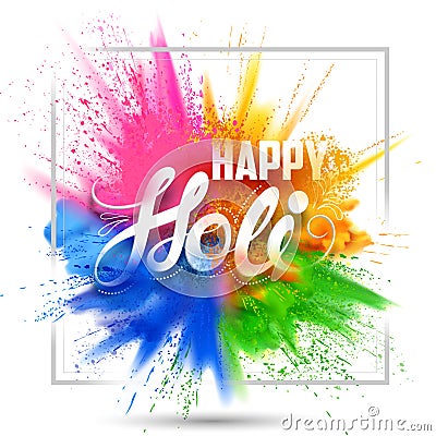 Happy Holi background for color festival of India celebration greetings Vector Illustration