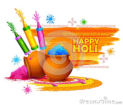 Happy Holi Background for Festival of Colors celebration greetings Vector Illustration