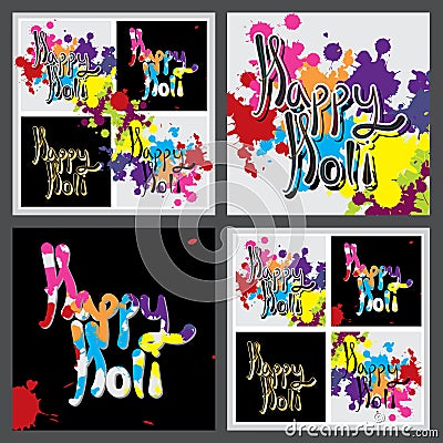 Happy Holi calligraphy frame Vector Illustration