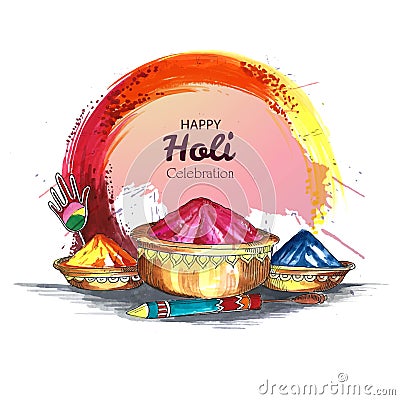 Happy holi festival colorful gulaal celebration greeting card design Stock Photo