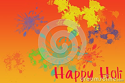 Happy Holi Festival Seasons Greeting with Color Splash Stock Photo