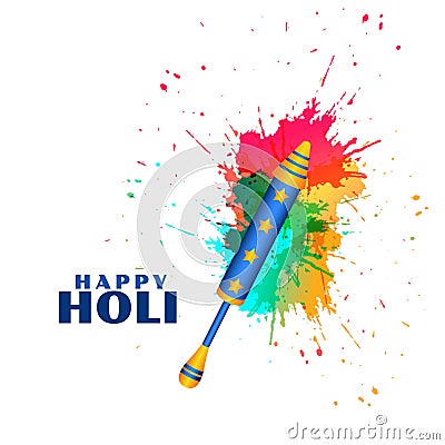 Happy holi festival wishes with pichkari design Vector Illustration