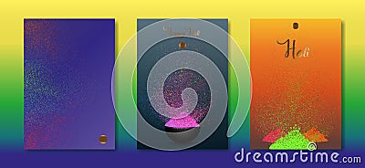 Happy Holi Indian Festival Banner, Colorful gulaal, powder color, party set luxury card multicolors background Vector Illustration