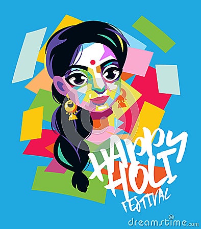 Happy Holi vector graphic card design Vector Illustration