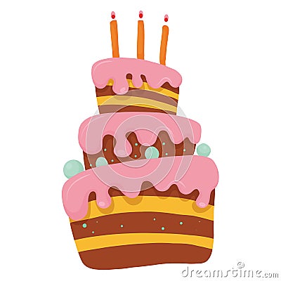 Happy holiday baked cakes with candles vector Vector Illustration