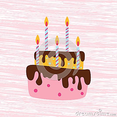 Happy holiday baked cakes with candles vector Vector Illustration